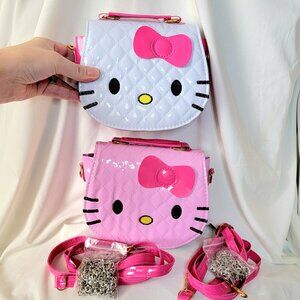 Hello Kitty White and Pink Quilted Crossbody Bag w/ 2 Straps ~ NWT